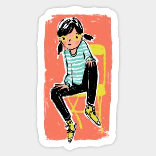 Chill girl in yellow chair Sticker